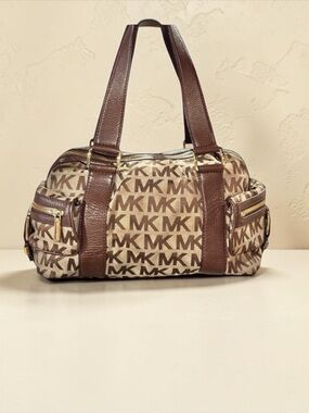 Michael Kors Brookville Large Jacquard Leather Satchel